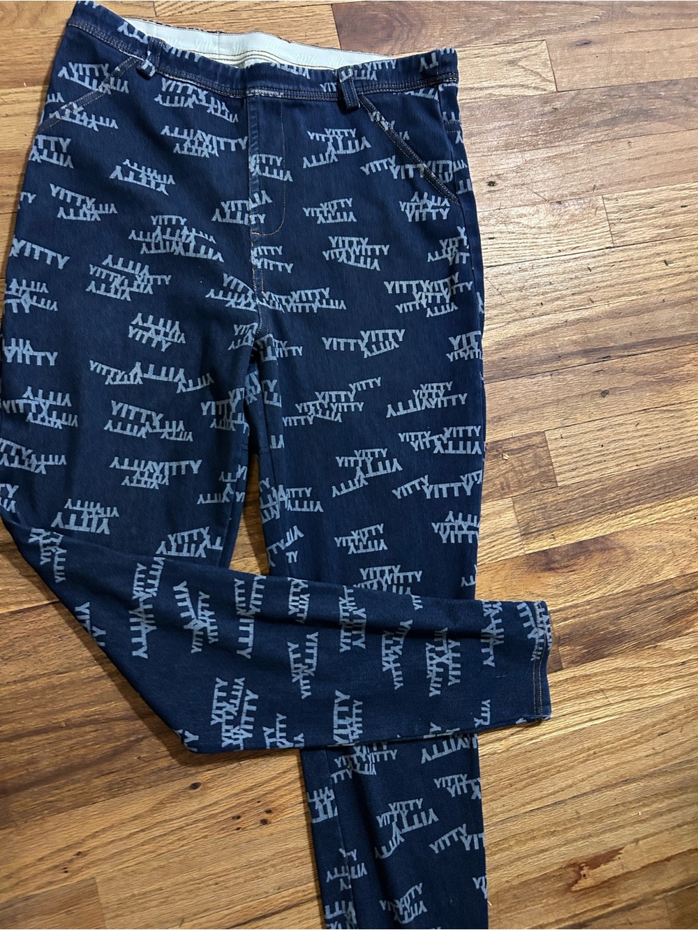 YITTY Navy Logo-Print Kids Leggings